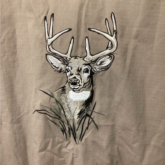 RedHead Mens XL Button-Up Tan Shirt With Deer Embroidery RipStop Performance - Picture 3 of 7